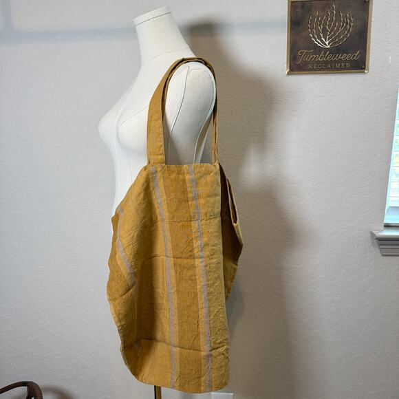 Women's Linen Tales Amber Striped 100% Linen Big Bag Tote Carryall NEW - Picture 9 of 11